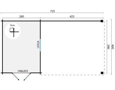 Gartenhaus Gunnar 725x400 cm